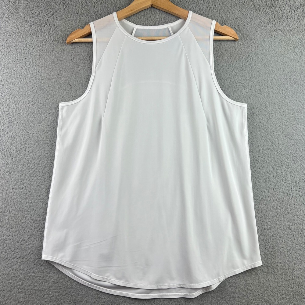 Lululemon White Pleated Mesh Back Athletic Tank Top Womens Size 12